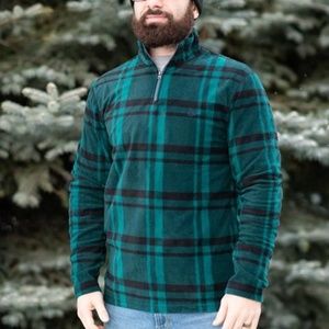 Chaps Men's Fleece Flannel 1/4 Zip Jacket Sz L NWT